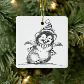 Süßer Weihnachtspinguin, glücklicher Babyvogel Keramikornament