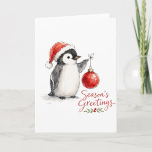 Süßer Weihnachtspinguin mit Ornament Karte