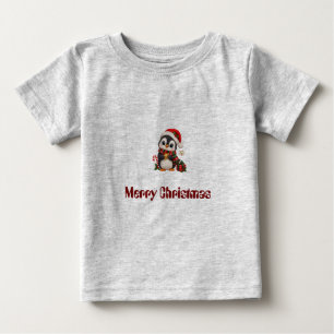 Süßer Weihnachtspinguin mit Santa-Hut   Baby T-shirt