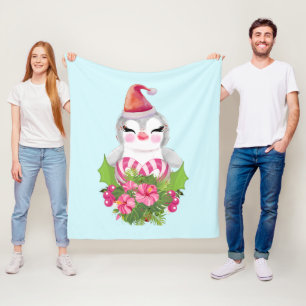Süßer Weihnachtspinguin mit Santa-Hut Fleecedecke
