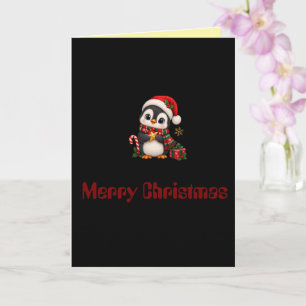 Süßer Weihnachtspinguin mit Santa-Hut Karte
