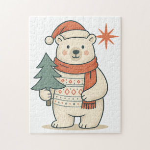 Süßer Weihnachtspolarbär Skandinavischer Winter