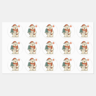 Süßer Weihnachtspolarbär Skandinavischer Winter  Etiketten