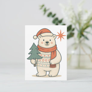 Süßer Weihnachtspolarbär Skandinavischer Winter Postkarte