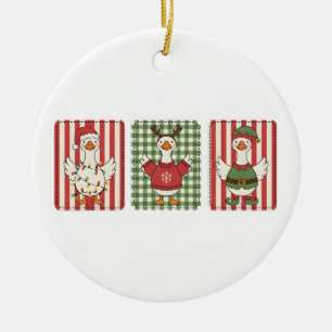 Süßer Weihnachtsschmuck, Gans-Ornament Keramik Ornament