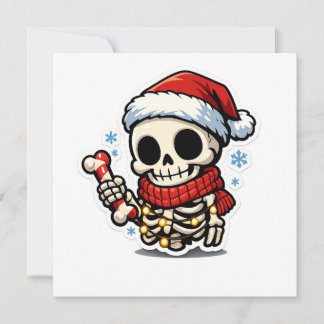 Süßer Weihnachtsskelett mit Zuckerrohr Kawaii Einladung