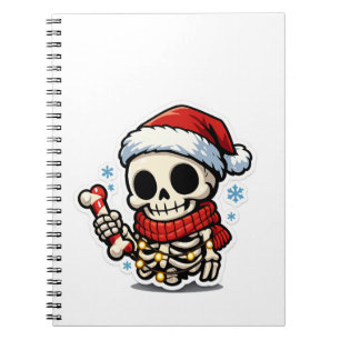 Süßer Weihnachtsskelett mit Zuckerstange Kawaii  Notizblock