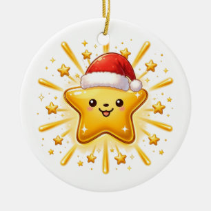 Süßer Weihnachtsstern-Schmuck Keramik Ornament