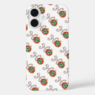Süßer Weihnachtstext, Ho in Candy Cane-Ornamenten iPhone 16 Hülle