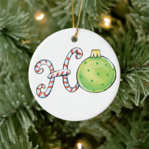 Süßer Weihnachtstext, Ho in Candy Cane-Ornamenten Keramik Ornament
