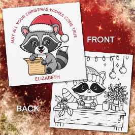 Süßer Weihnachtswaschbär für Kinder | Color Me Bac Feiertagskarte