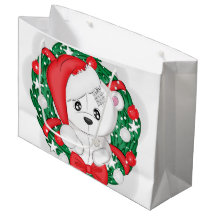Süßer weißer Bär im Weihnachtskranz
