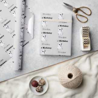 Süßer weißer Eisbär auf grauem Geburtstag Geschenkpapier