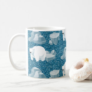 Süßer Weißer Eisbär Nord Wildtier Blau Kalt Kaffeetasse