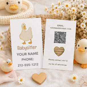 Süßer Weißer Entenherz Babysitter QR Code Visitenkarte