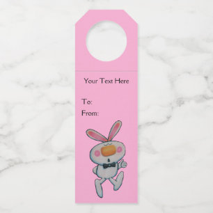 Süßer Weißer Hase Orange Nase Daumen Hoch Rosa Flaschenanhänger