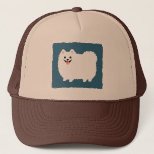 Süßer Weißer Pomeranian Truckerkappe