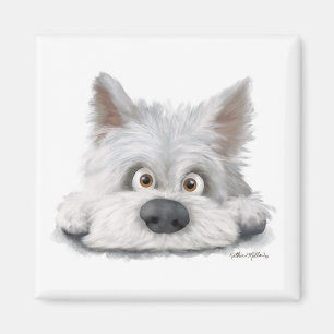 Süßer weißer schottischer Terrier Cartoon Magnet