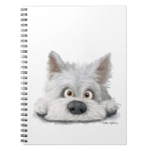 Süßer weißer schottischer Terrier Cartoon Notizblock