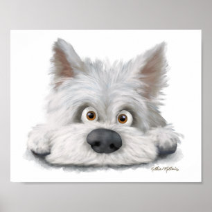Süßer weißer Scottish Terrier Cartoon Poster