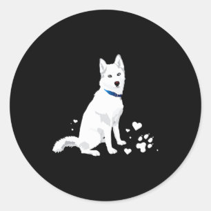 Süßer Weißer Sibirischer Husky Süßer Weißer Schnee Runder Aufkleber