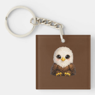 Süßer Weißkopfseeadler mit großen Augen, gemütlich Schlüsselanhänger