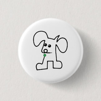 Süßer Welpe auf einer Linie mit einem grünen Ball Button