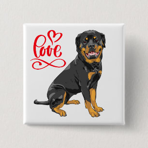 Süßer Welpe Hund Liebhaber Cartoon Rottweiler Button