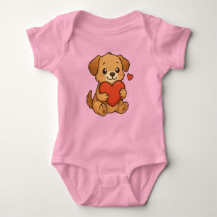 Süßer Welpe/Hund Valentinstag Baby Strampler