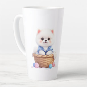 Süßer Welpe im Korb Latte-Mug Milchtasse