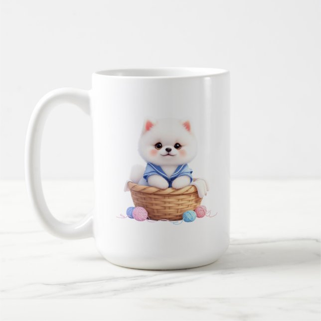 Süßer Welpe im Korb-Mug Kaffeetasse (Links)