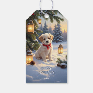Süßer Welpe im Schnee Geschenkanhänger