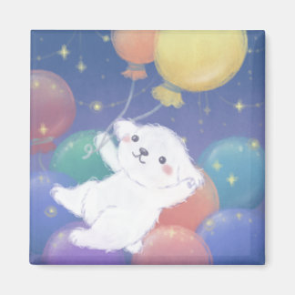Süßer Welpe mit Ballons und Sternen Magnet
