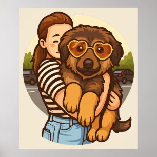 Süßer Welpe mit Herz-Sonnenbrille Poster