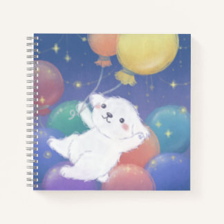 Süßer Welpe mit Luftballons und Sternen Notizbuch