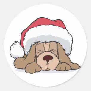 Süßer Welpe mit Santa-Mütze Runder Aufkleber