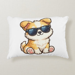 Süßer Welpe mit Sonnenbrille Kawaii Design Dekokissen