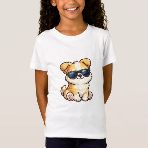 Süßer Welpe mit Sonnenbrille Kawaii Design T-Shirt