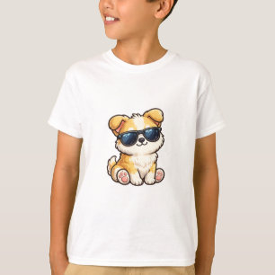 Süßer Welpe mit Sonnenbrille Kawaii Design T-Shirt