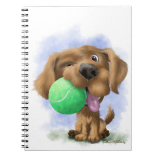 Süßer Welpe mit Tennisball-Cartoon Notizblock