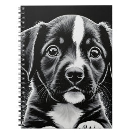 Süßer Welpe - Schwarz-Weiß-Design - Notizbuch Notizblock