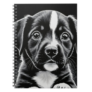 Süßer Welpe - Schwarz-Weiß-Design - Notizbuch Notizblock