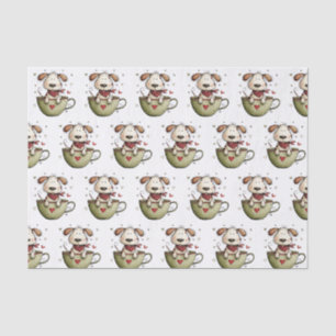 Süßer Welpe Teetasse Herz Bandana Whimsical Seidenpapier