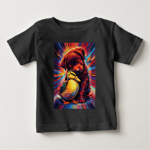 Süßer Welpe und Entlein Umarmen Pop Art Baby T-shirt