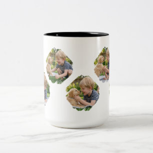 Süßer Welpe und Junge 5 Bilder Zweifarbige Tasse