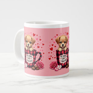 Süßer Welpe Valentinstag Büffel Karo Jumbo-Tasse