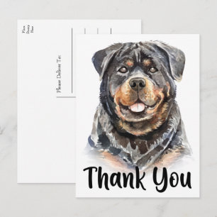 Süßer Welpe Wasserfarbe Rottweiler Danke Po Postkarte