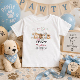 Süßer Welpen-Hund-Junge 1. Geburtstag Pawty-Time Baby T-shirt