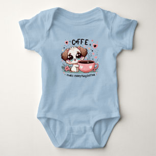 Süßer Welpen-Kaffee-Liebhaber-Baby-Bodysuit - Kaff Baby Strampler