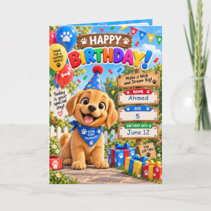 Süßer Welpen-Kindergeburtstag – Paw-some Feier Karte